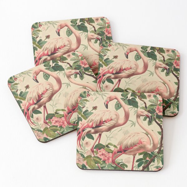 Item preview, Flamingos Old Miami Floral Vibe designed and sold by TheBohemianLark.