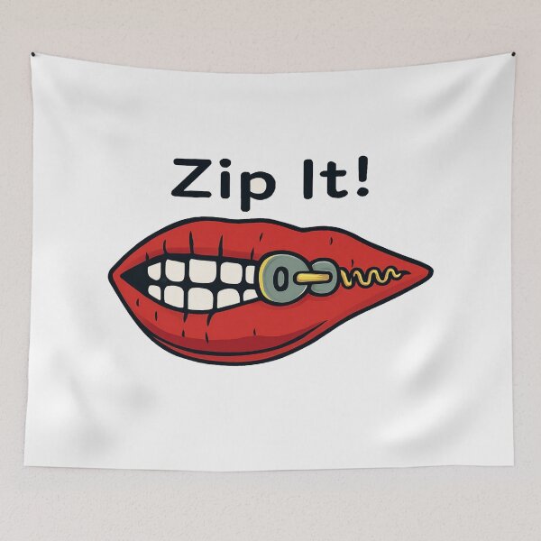 Item preview, Funny “Zip It!” Lips Illustration with Zipper Mouth – Bold Humorous Graphic Design designed and sold by Bright Nest Studio.