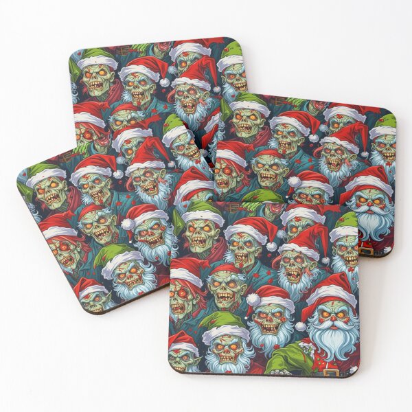 Item preview, Stylized Zombie Crowd Pattern – Undead Santas designed and sold by Fabricbella.