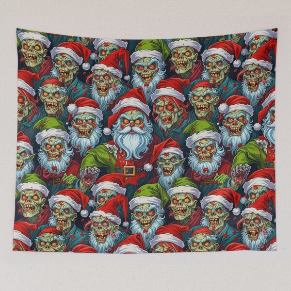Item preview, Stylized Zombie Crowd Pattern – Undead Santas designed and sold by Fabricbella.