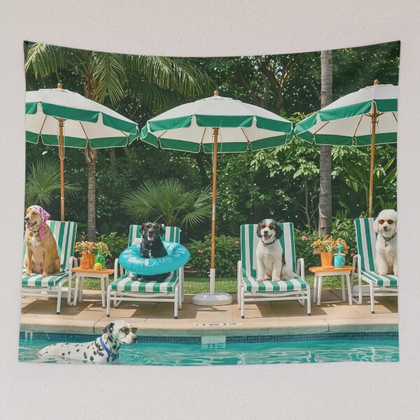Item preview, Dogs in The Pool designed and sold by HomeroPosadaO.