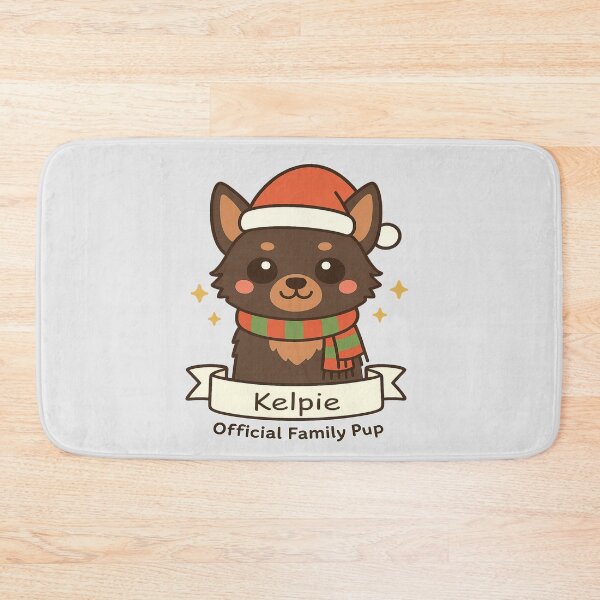 Item preview, Kelpie Christmas Dog – Cute Kelpie Wearing Santa Hat | Official Family Pup Holiday Art designed and sold by Globalcitytees.