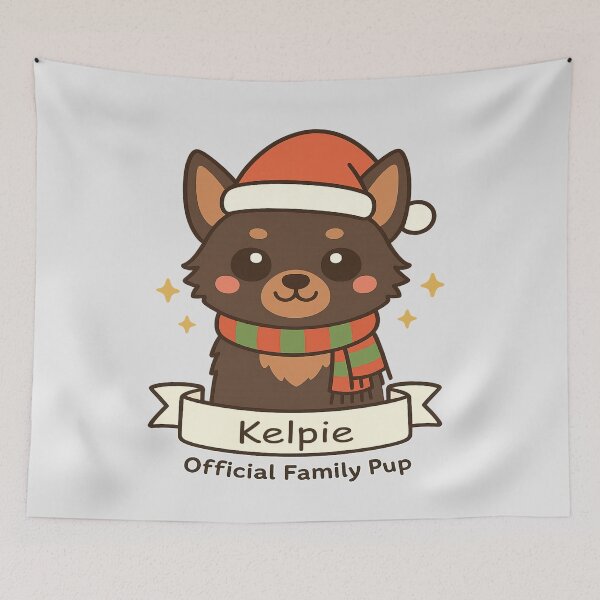 Item preview, Kelpie Christmas Dog – Cute Kelpie Wearing Santa Hat | Official Family Pup Holiday Art designed and sold by Globalcitytees.