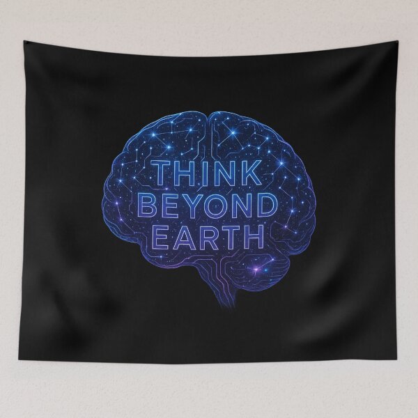 Item preview, Think Beyond Earth - Futuristic Cosmic Brain Circuit Design designed and sold by MKreative Studio.