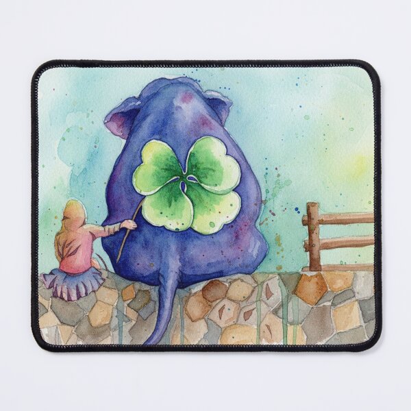 Item preview, Watercolor Painting on Paper of child giving an elephant wings from cloverleaf designed and sold by Berlin-D-Prs.