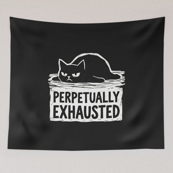 Item preview, Perpetually Exhausted Tired Black Cat designed and sold by AdyKurniawan.