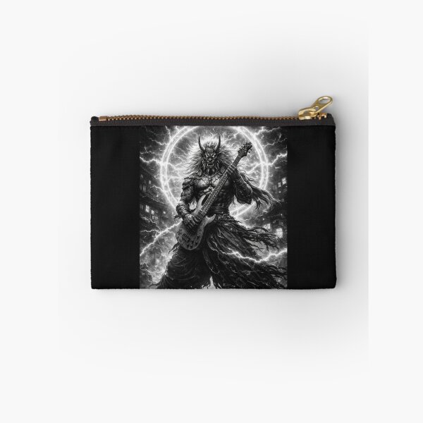 Item preview, Neo Edo Rock –Raijin Ascendant – Thunder God Oni Bassist | Edo Noir Dark Fantasy Art designed and sold by EDO NOIR SOCIETY.