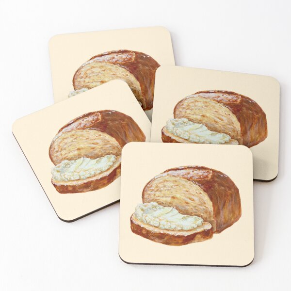 Item preview, Rustic Spread: Whole Wheat Bread with Cream Cheese designed and sold by QamarART Paintings.