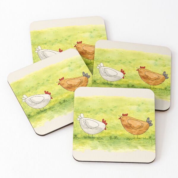 Item preview, Country Besties – Whimsical Watercolor Chickens designed and sold by blankTeeShirt.