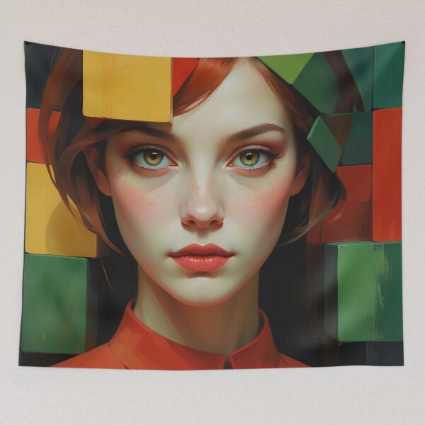 Item preview, Surreal Portrait of a Girl in Color Blocks designed and sold by KiraChie.