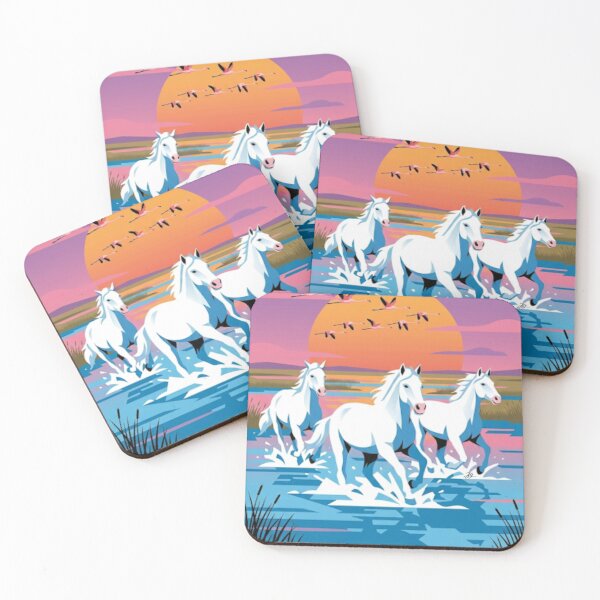 Item preview, Camargue – Wild Horses Neo-Retro Illustration designed and sold by jlg-creative.