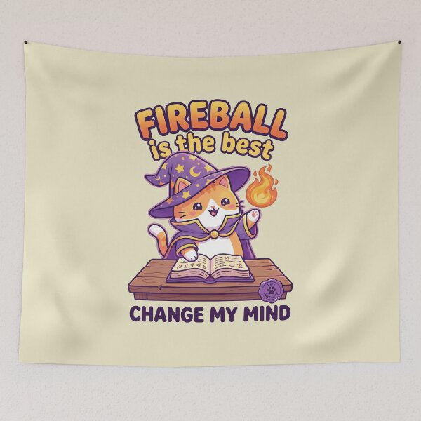 Item preview, Cute Cat Wizard Fireball RPG designed and sold by AdyKurniawan.