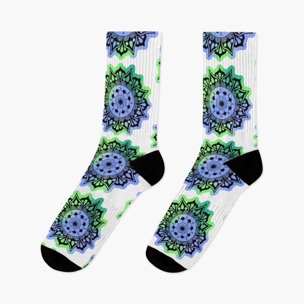 Item preview, Neon Mandala Green Blue designed and sold by SoniCreatesArt.