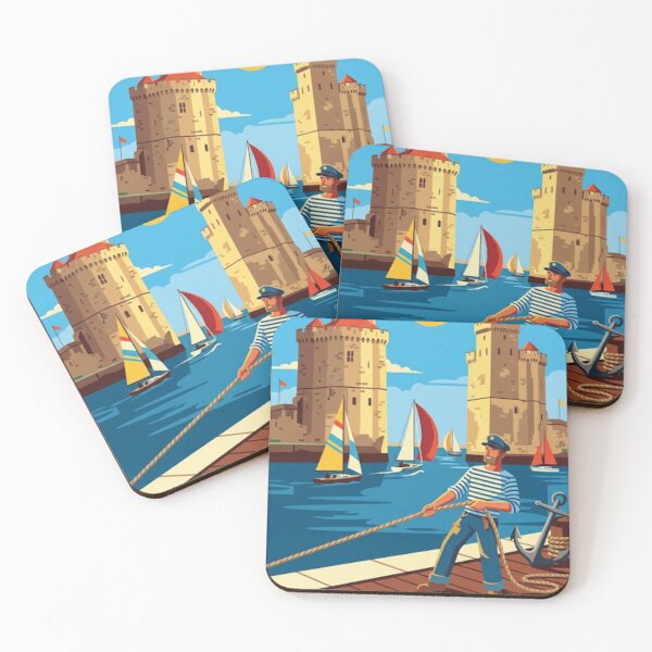 Item preview, La Rochelle – Harbor Neo-Retro Illustration   designed and sold by jlg-creative.