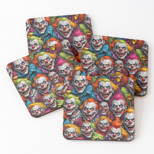 Item preview, Stylized Zombie Crowd Pattern – Creepy Clowns designed and sold by Fabricbella.