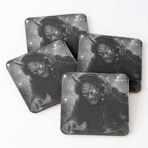 Item preview, Hannya Close-Up – Edo Noir Mad Ritual | Dark Japanese Cyberpunk Art designed and sold by EDO NOIR SOCIETY.