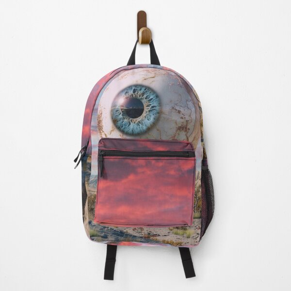 Item preview, Flying eyeball in a surreal desert landscape at sunset designed and sold by Mauswohn.