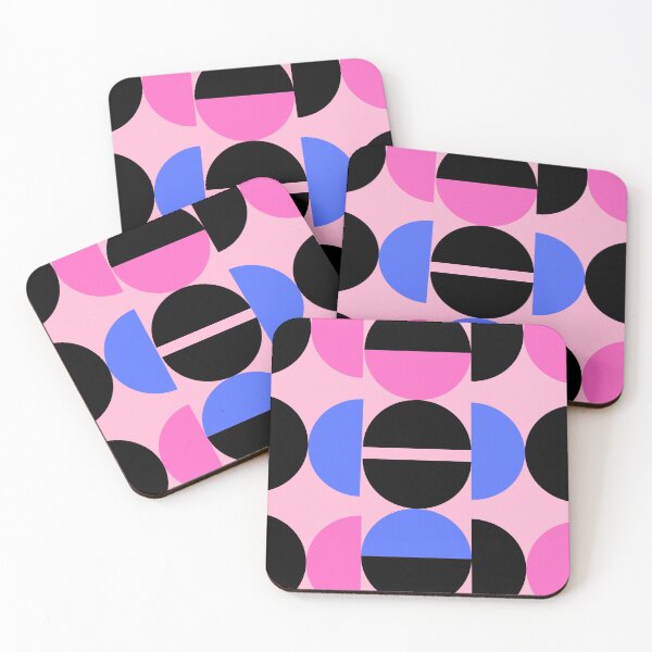 Item preview, Geometric Half Moon Pattern in Baby Pink, Blue & Black designed and sold by Ink & Print Store .