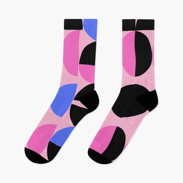 Item preview, Geometric Half Moon Pattern in Baby Pink, Blue & Black designed and sold by Ink & Print Store .