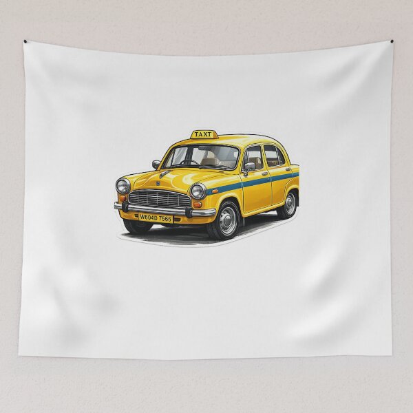Item preview, Kolkata India Yellow Ambassador Taxi Retro  designed and sold by Aryabek.