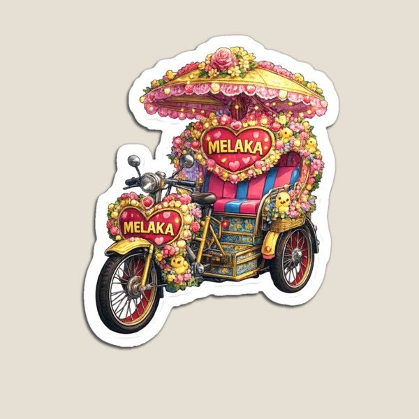 Item preview, Melaka Malaysia Floral Trishaw Heart Decor designed and sold by Aryabek.