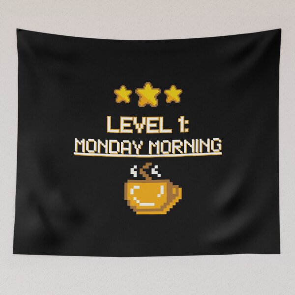 Item preview, Level 1 Monday Morning - Funny 8-Bit Coffee Gamer Office Humor designed and sold by JB-designstudio.