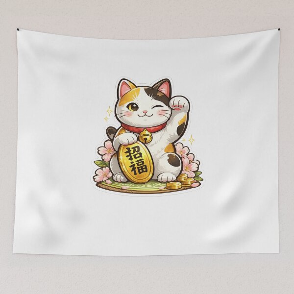 Item preview, Maneki Neko Lucky Cat 招福 Fortune Charm designed and sold by Aryabek.