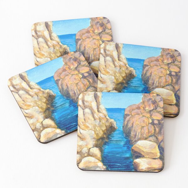 Item preview, Solid Shore: Coastal Rocks in Gouache designed and sold by QamarART Paintings.