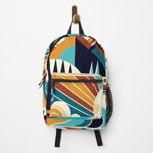 Item preview, Geometric Mountain Peaks with River and Sunburst designed and sold by InkSmithery.