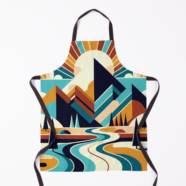 Item preview, Geometric Mountain Peaks with River and Sunburst designed and sold by InkSmithery.