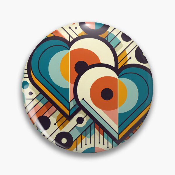 Item preview, Geometric Heart Duo with Retro Circles and Lines designed and sold by InkSmithery.