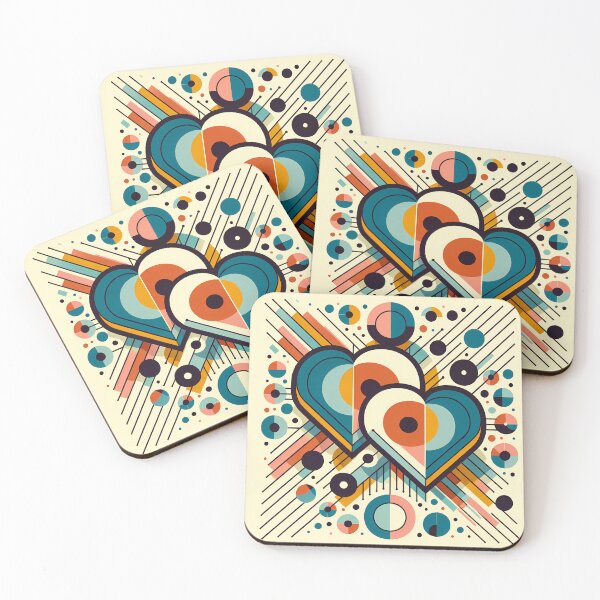 Item preview, Geometric Heart Duo with Retro Circles and Lines designed and sold by InkSmithery.