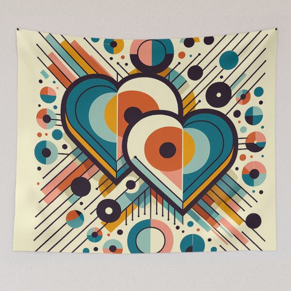 Item preview, Geometric Heart Duo with Retro Circles and Lines designed and sold by InkSmithery.