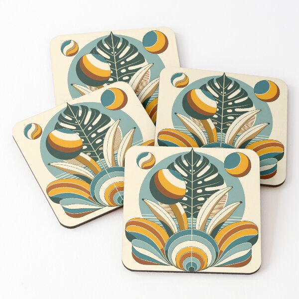 Item preview, Geometric Monstera Leaf in Retro Botanical Shapes designed and sold by InkSmithery.