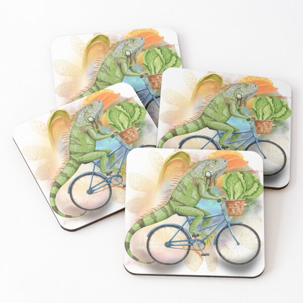 Item preview, Whimsical Iguana on Bicycle – Cottagecore Reptile Wall Art with Vegetable Basket designed and sold by ChenEngEng.