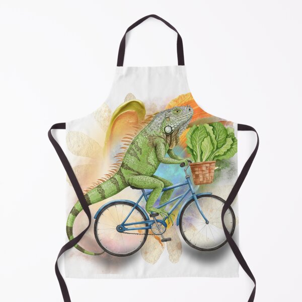 Item preview, Whimsical Iguana on Bicycle – Cottagecore Reptile Wall Art with Vegetable Basket designed and sold by ChenEngEng.