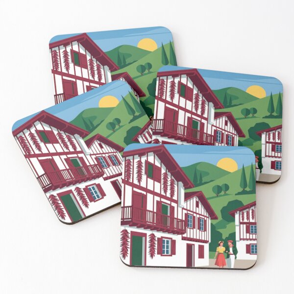 Item preview, Basque Country – Espelette Neo-Retro Illustration designed and sold by jlg-creative.