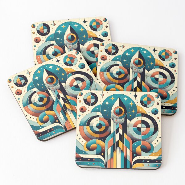Item preview, Geometric Rocket Launch in Retro Space Circles designed and sold by InkSmithery.