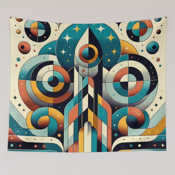 Item preview, Geometric Rocket Launch in Retro Space Circles designed and sold by InkSmithery.