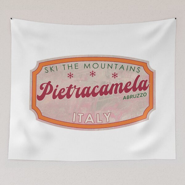 Item preview, Pietracamela, Italy, Abruzzo, Ski, textured skiing badge designed and sold by Wanderful-roads.