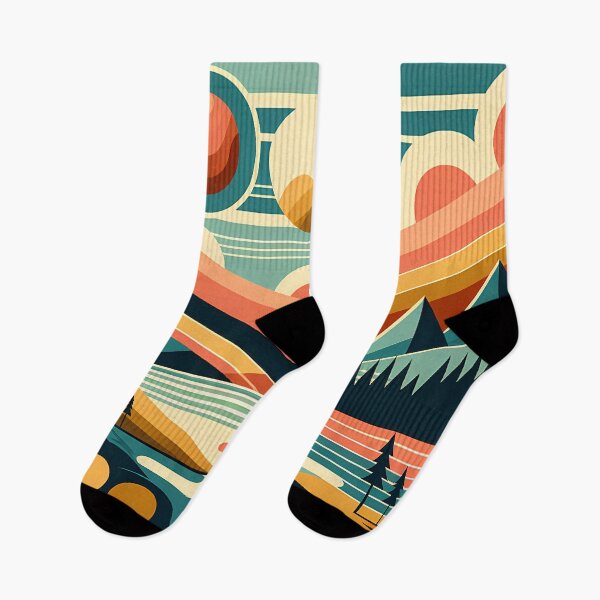 Item preview, Geometric Mountains and Sun Over Lake designed and sold by InkSmithery.