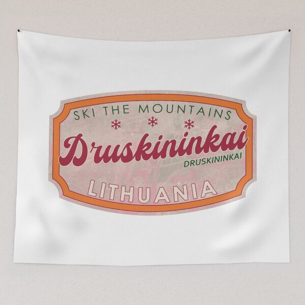 Item preview, Druskininkai, Lithuania, Druskininkai, Ski, textured skiing badge designed and sold by Wanderful-roads.