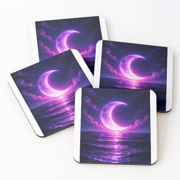 Item preview, Neon Crescent Moon Over Ocean designed and sold by the-dovlat.