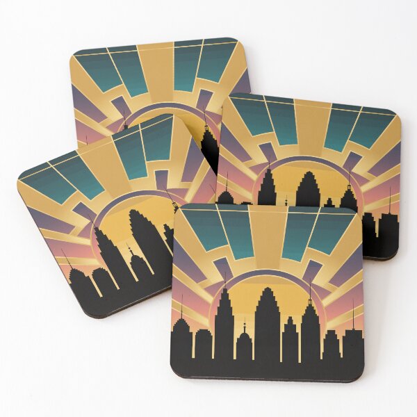 Item preview, Art Deco Sunset Skyline | 1920s Geometric Cityscape Sunburst Design designed and sold by Tamas Das.