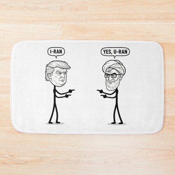 Item preview, Funny I-Ran Political Satire Stick Man Cartoon - Trump vs Khomeini Pun designed and sold by Tamer ⭐⭐⭐⭐⭐.