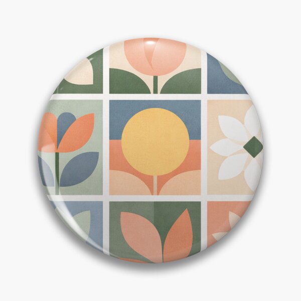 Item preview, Mid Century Modern Floral Grid – Retro Art designed and sold by the-dovlat.