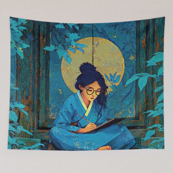 Item preview, Wise and Courageous Woman Scholar Under Moonlight designed and sold by IRRI_3212.