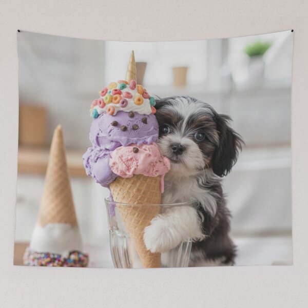 Item preview, Adorable Shih Tzu Puppy with Fruity Cereal Ice Cream designed and sold by toppopin.