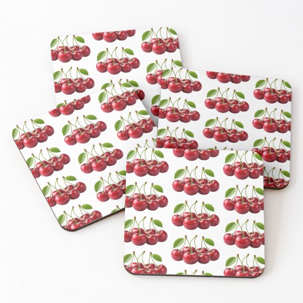 Item preview, Fresh Red Cherries With Green Leaves designed and sold by PriyankaSonara.