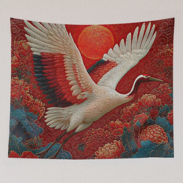 Item preview, Red Crane Beneath the Eternal Sun designed and sold by IRRI_3212.